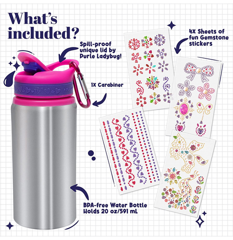 PURPLE LADYBUG Water Bottle Decoration Craft Kits for Girls