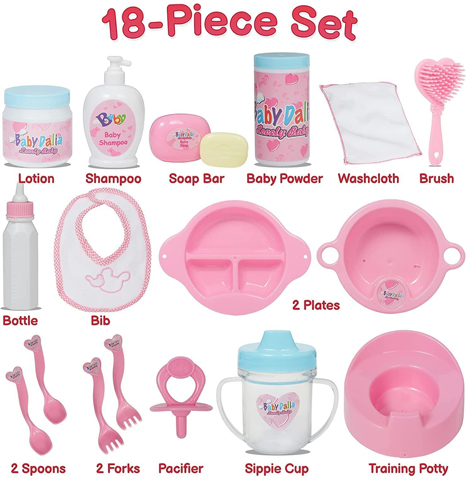 Prextex 18-Piece Baby Doll Accessories Set